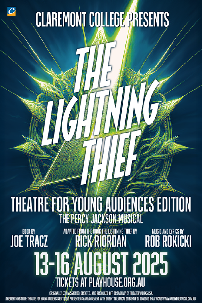 Claremont College presents The Lighning Thief at the Playhouse Theatre this August.